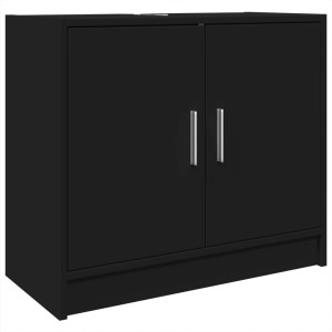 Armario para lavabo madera de ingeniería negro 63x29x55 cm H
