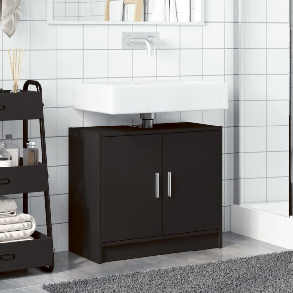 Armario para lavabo madera de ingeniería negro 63x29x55 cm M 3