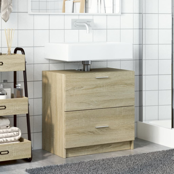Armario de lavabo madera de ingeniería roble Sonoma 59x37x59 cm M 3