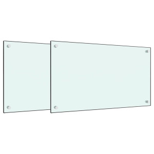 Salpicaderos de cocina 2 uds vidrio templado blanco 70x60 cm H