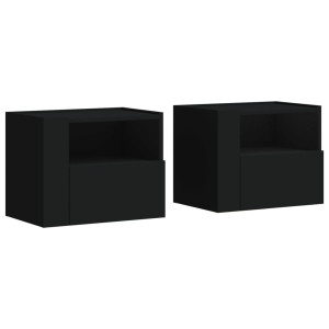 Mesas de cabeceira de parede 2 pcs 45x30x35 cm preto H