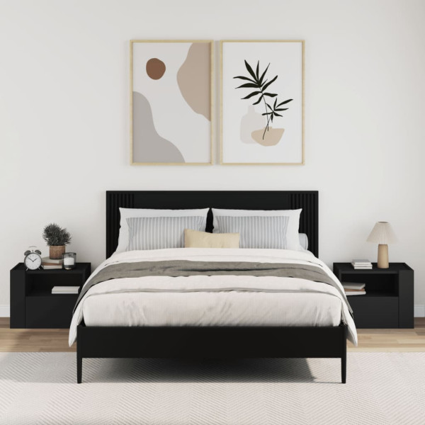 Mesas de cabeceira de parede 2 pcs 45x30x35 cm preto M 3