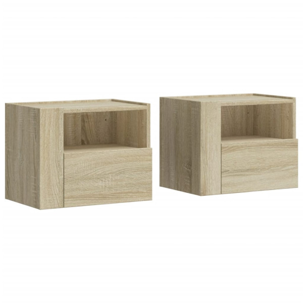 Mesas de cabeceira de parede 2 pcs 45x30x35 cm carvalho sonoma M 2