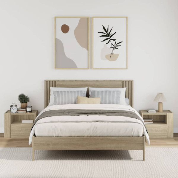 Mesitas de noche de pared 2 unidades roble Sonoma 45x30x35 cm M 3