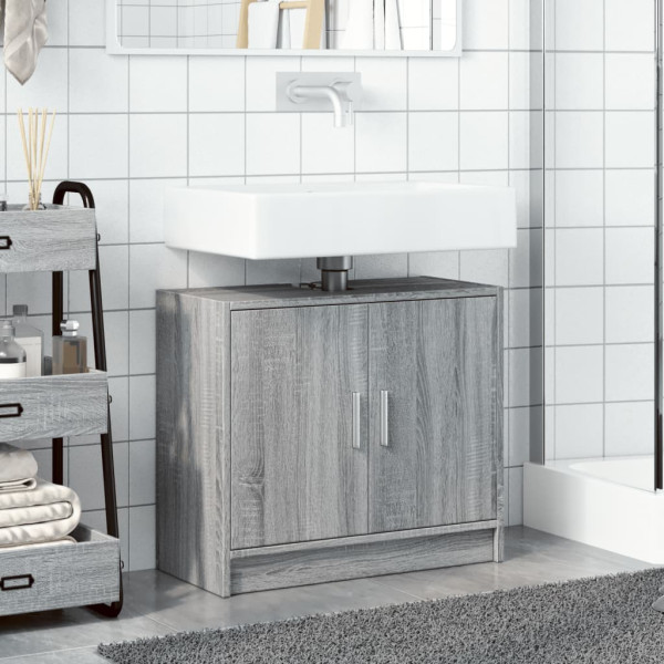 Armario de lavabo madera de ingeniería gris Sonoma 63x29x55 cm M 3