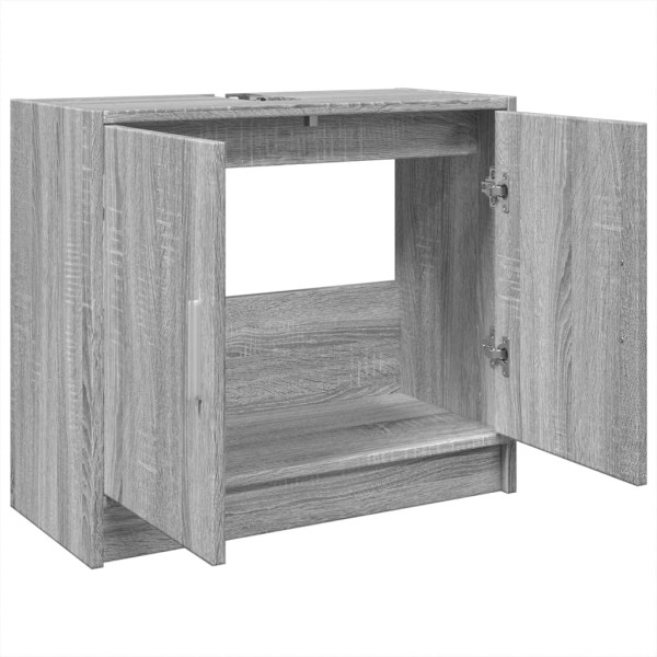 Armario de lavabo madera de ingeniería gris Sonoma 63x29x55 cm M 5