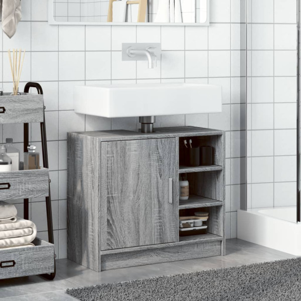 Armario de lavabo madera de ingeniería gris Sonoma 63x29x55 cm M 3