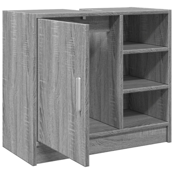 Armario de lavabo madera de ingeniería gris Sonoma 63x29x55 cm M 5