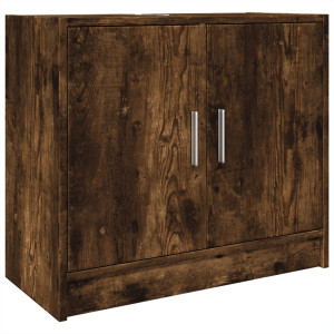 Armario de lavabo madera ingeniería roble ahumado 63x29x55 cm H