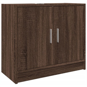 Armario de lavabo madera ingeniería marrón roble 63x29x55 cm H