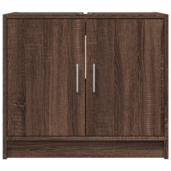 Armario de lavabo madera ingeniería marrón roble 63x29x55 cm M 4