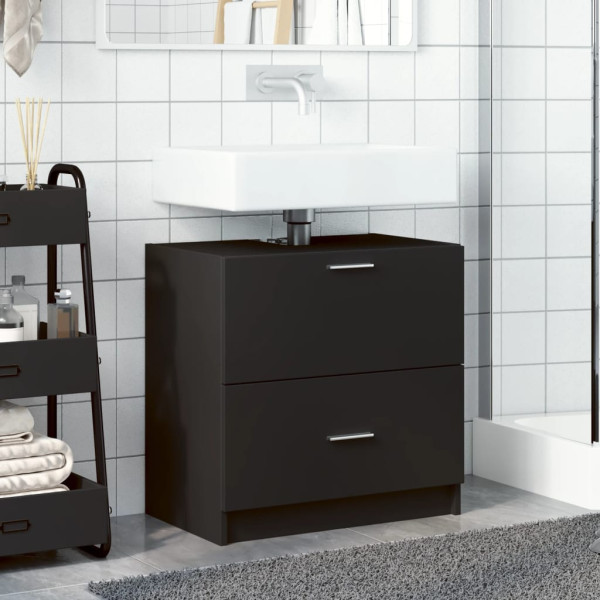 Armario de lavabo madera de ingeniería negro 59x37x59 cm M 3