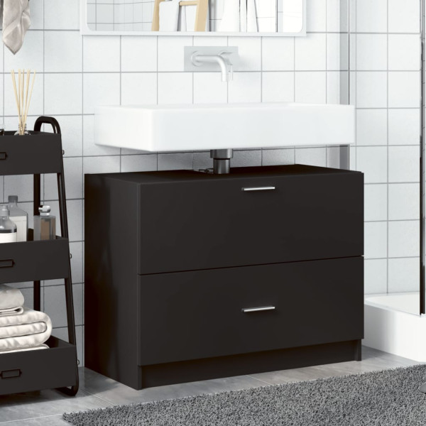 Armario de lavabo madera de ingeniería negro 78x37x59 cm M 3
