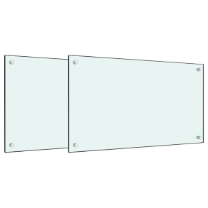 Painéis anti-salpicos de cozinha 2 pcs vidro temperado branco H
