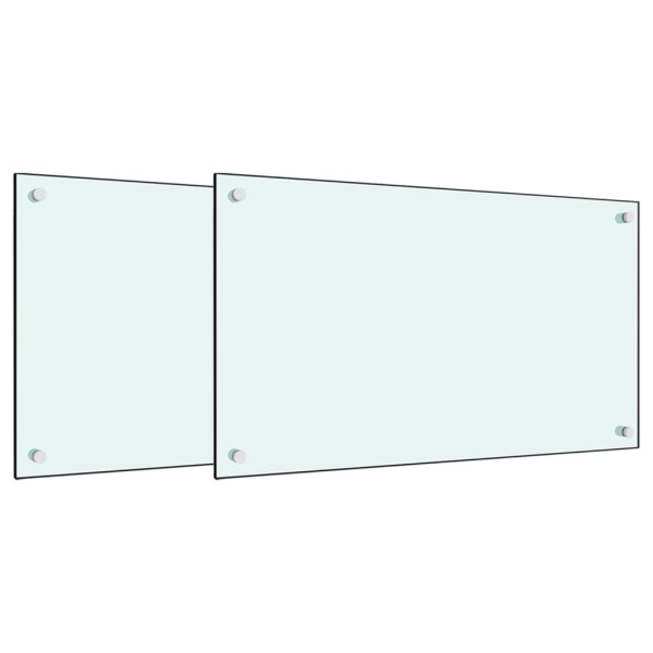 Painéis anti-salpicos de cozinha 2 pcs vidro temperado branco M 2