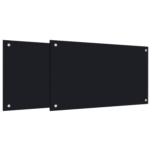 Salpicaderos de cocina 2 uds vidrio templado negro 70x60 cm H