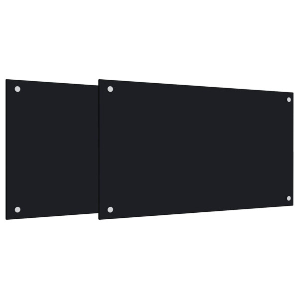 Salpicaderos de cocina 2 uds vidrio templado negro 70x60 cm M 2