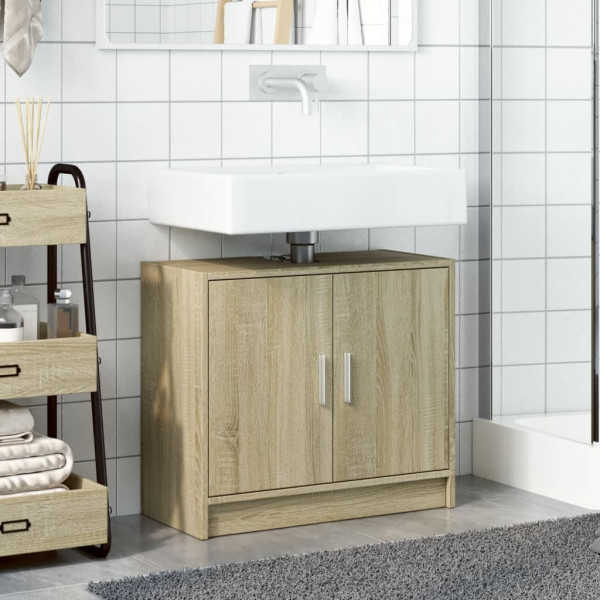 Armario de lavabo madera de ingeniería roble Sonoma 63x29x55 cm M 3