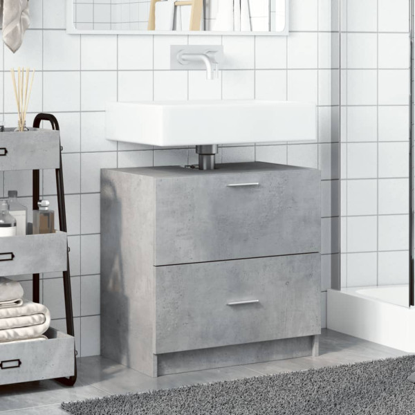 Armario de lavabo madera ingeniería gris hormigón 59x37x59 cm M 3