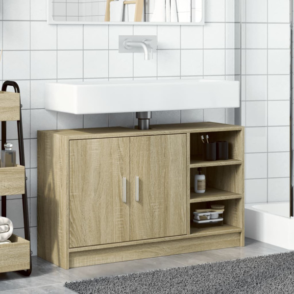 Armario de lavabo madera de ingeniería roble Sonoma 90x29x55 cm M 3