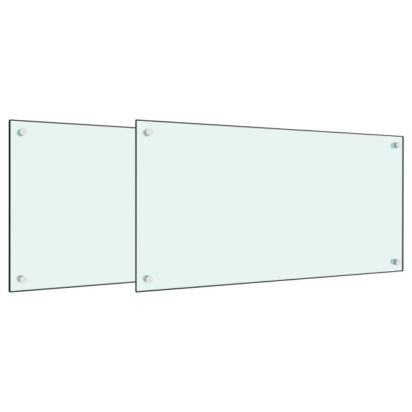 Salpicaderos de cocina 2 uds vidrio templado blanco 80x40 cm M 2