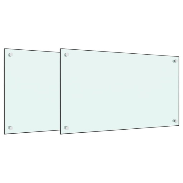 Salpicaderos de cocina 2 uds vidrio templado blanco 70x50 cm M 2