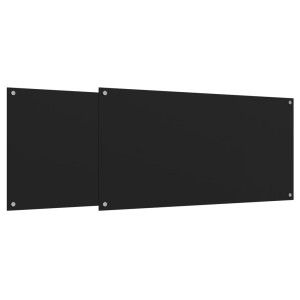 Salpicaderos de cocina 2 uds vidrio templado negro 80x60 cm H