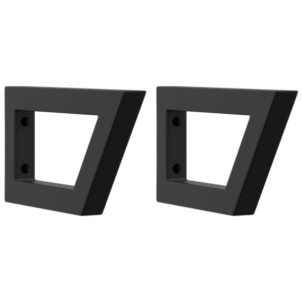 Suportes de prateleira p/ lavatório 2pcs aço trapezoidais preto M 2