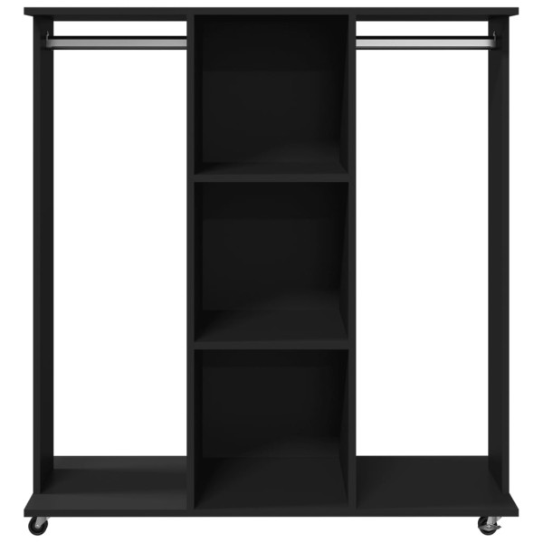 Roupeiro com rodas 102x38x110 cm derivados de madeira preto M 4