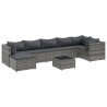 8 pcs conjunto lounge de jardim c/ almofadões vime PE cinzento 2