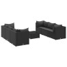 7 pcs conjunto lounge de jardim c/ almofadões vime PE preto 2
