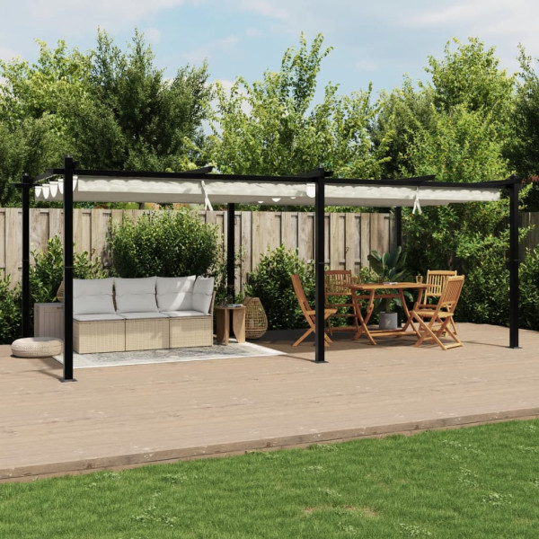 Cenador de jardín con techo retráctil aluminio crema 3x6 m M 3