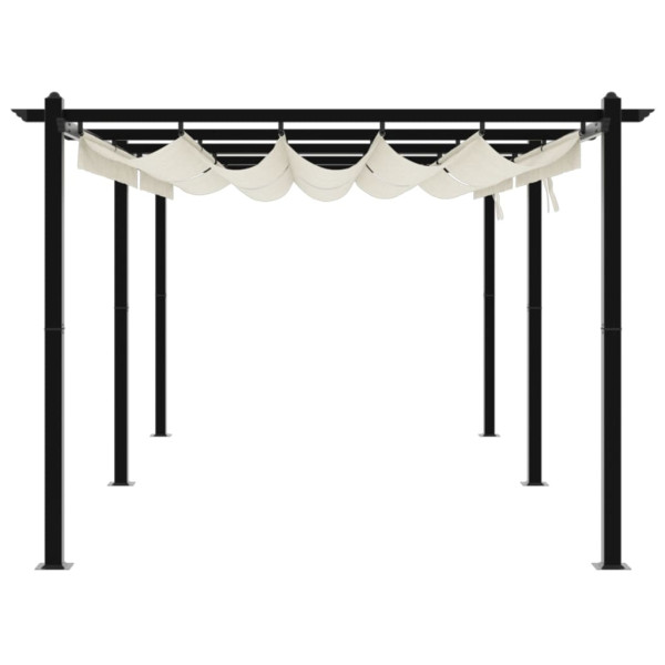 Gazebo de jardim com teto retrátil 3x6 m alumínio creme M 5