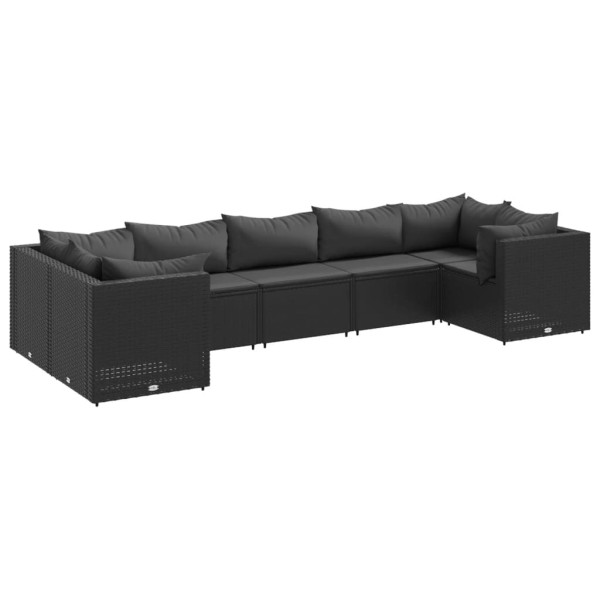 Set de muebles de jardín y cojines 7 pzas ratán sintético negro M 2
