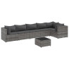 7 pcs conjunto lounge de jardim c/ almofadões vime PE cinzento 2
