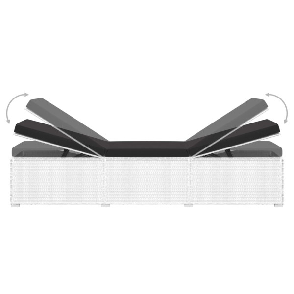 3 pcs espreguiçadeiras jardim c/ mesa de centro vime PE branco M 5