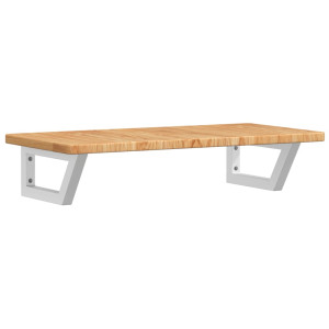 Estante de lavabo de pared de acero y madera maciza de roble H