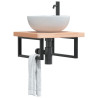 Estante de lavabo de pared de acero y madera maciza de haya 1