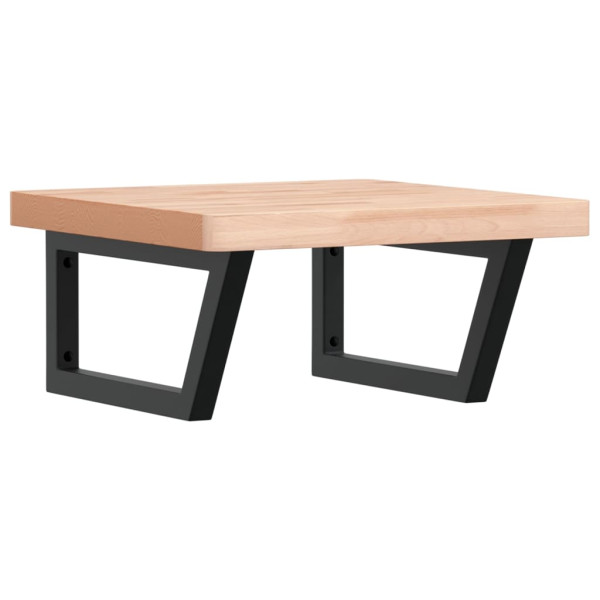 Estante de lavabo de pared de acero y madera maciza de haya M 2