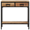 Mesa consola madera maciza de mango rugosa 70x35x70 cm 2
