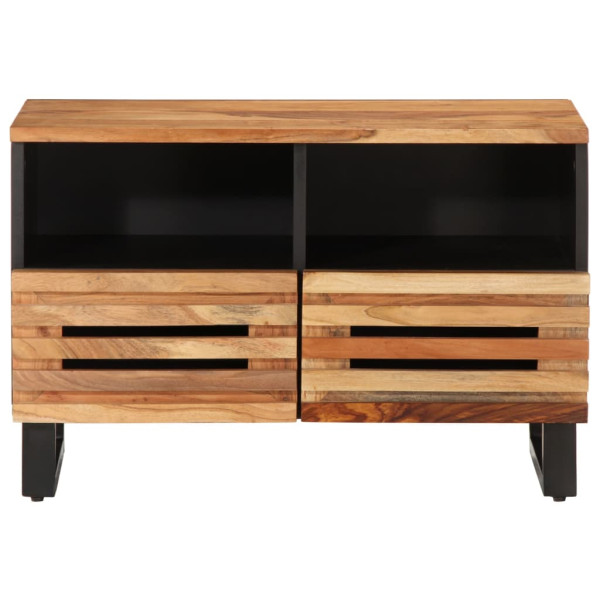 Mueble de TV madera maciza de acacia 70x34x46 cm M 2