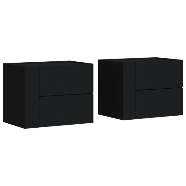 Mesitas de noche de pared 2 unidades negra 45x30x35 cm M 2