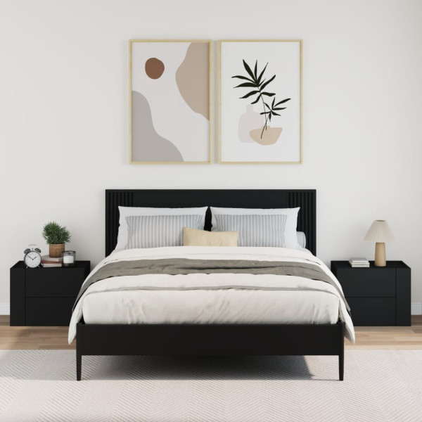 Mesas de cabeceira de parede 2 pcs 45x30x35 cm preto M 3