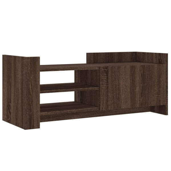 Mueble TV madera contrachapada color marrón roble 100x35x40 cm M 2