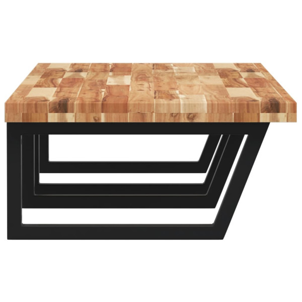 Estante de lavabo de pared acero y madera maciza de acacia M 5