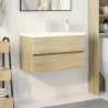 Set de mueble de baño 2 piezas cerámica y madera de ingeniería 1
