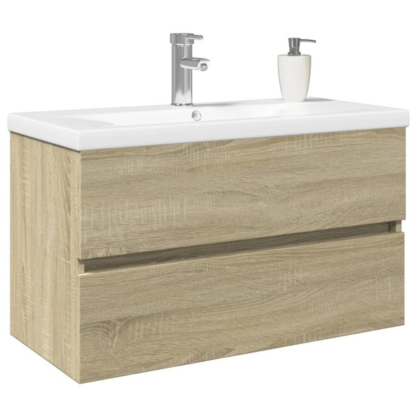 Set de mueble de baño 2 piezas cerámica y madera de ingeniería M 3