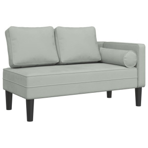 Chaise lounge com almofadões veludo cinzento-claro H
