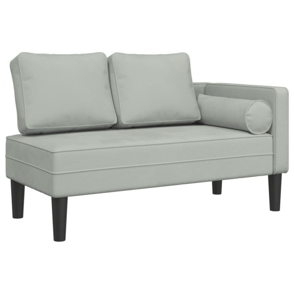 Chaise lounge com almofadões veludo cinzento-claro M 2