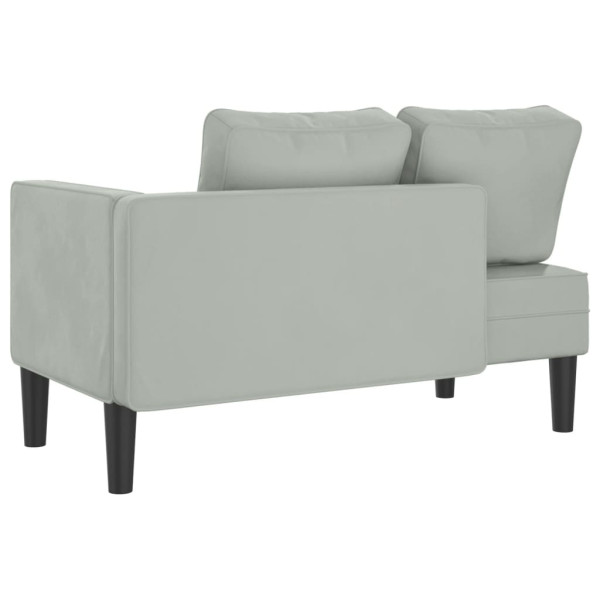 Chaise lounge com almofadões veludo cinzento-claro M 5